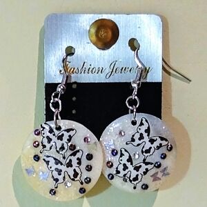 Cow Print Butterfly Sparkly Earrings